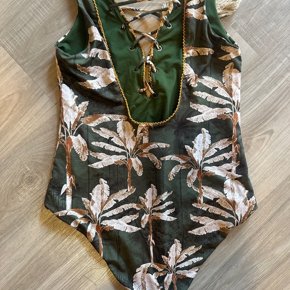 Tropical Green One Piece Swimsuit - Picture 2 of 5